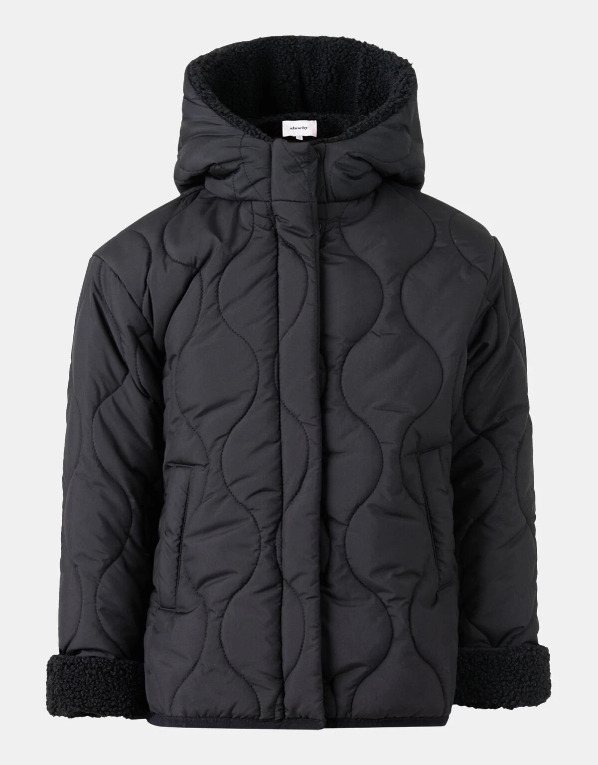 Quilted Short Jas Zwart 2 Quilted Short Jas Zwart - Afbeelding 2