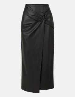 Vegan Leren Midi Rok Zwart -Kleding Verkoop 00 1098959 10