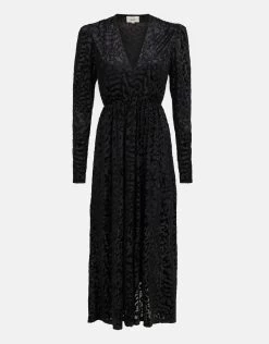 Velvet Print Jurk Zwart -Kleding Verkoop 00 1099509 71