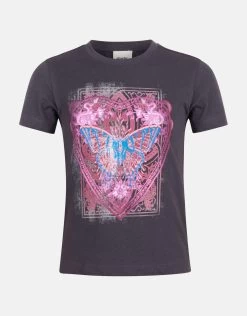 Vlinder Artwork T-shirt Donkergrijs -Kleding Verkoop 00 1099548 15