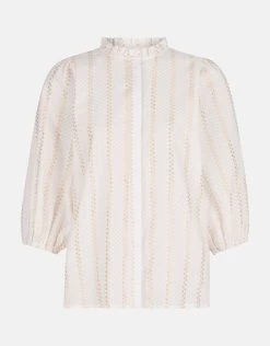 Lurex Detail Blouse Gebroken Wit -Kleding Verkoop 00 1099693 2