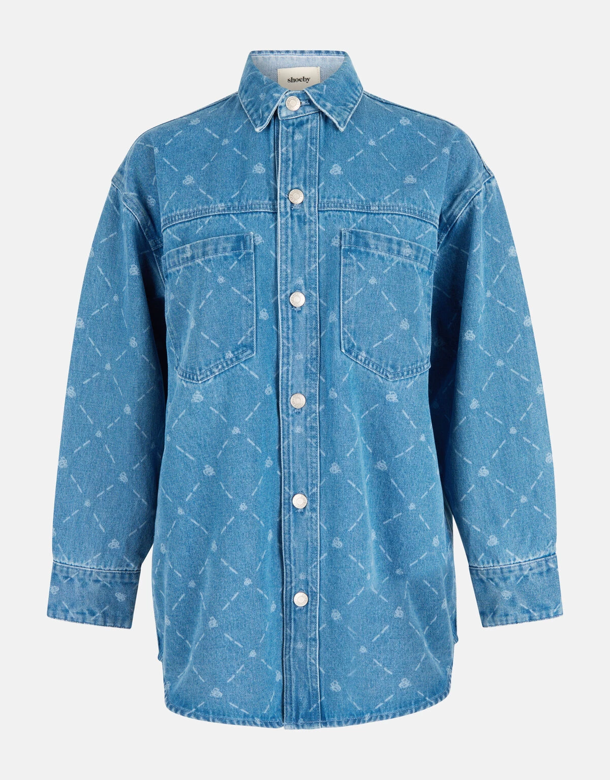 Printed Denim Blouse Blauw 5 Printed Denim Blouse Blauw - Afbeelding 5