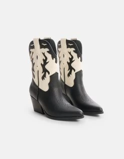 Middelhoge Cowboy Laars Zwart/Wit -Kleding Verkoop 00 1100605 4