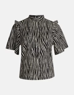 Zebra Crinkle Top Zwart -Kleding Verkoop 00 1100697 4