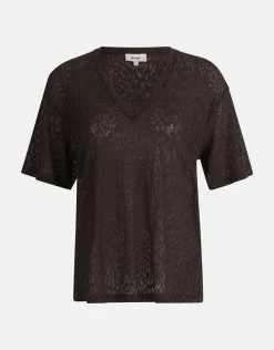 Leopard Burn Out T-shirt Zwart -Kleding Verkoop 00 1101284 101