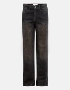 Strass Wide Leg Jeans Zwart -Kleding Verkoop 00 1101467 10