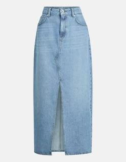 Denim Midi Rok Blauw -Kleding Verkoop 00 1101952 51