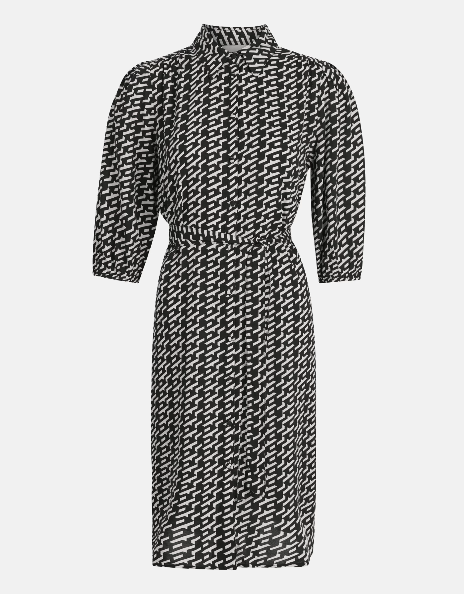 Grafische Midi Jurk Zwart 5 Grafische Midi Jurk Zwart - Afbeelding 5