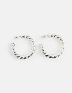 Twisted Hoop Oorbellen Zilver -Kleding Verkoop 00 1102195 17