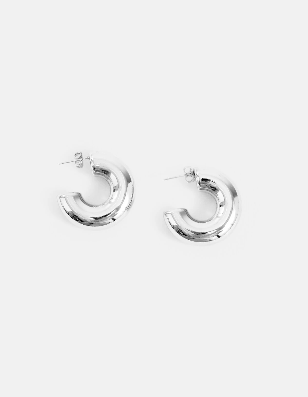 Bulky Hoop Oorbellen Zilver 3 Bulky Hoop Oorbellen Zilver - Afbeelding 3