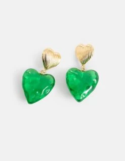 Dubbele Hart Oorbellen Groen -Kleding Verkoop 00 1102623 31