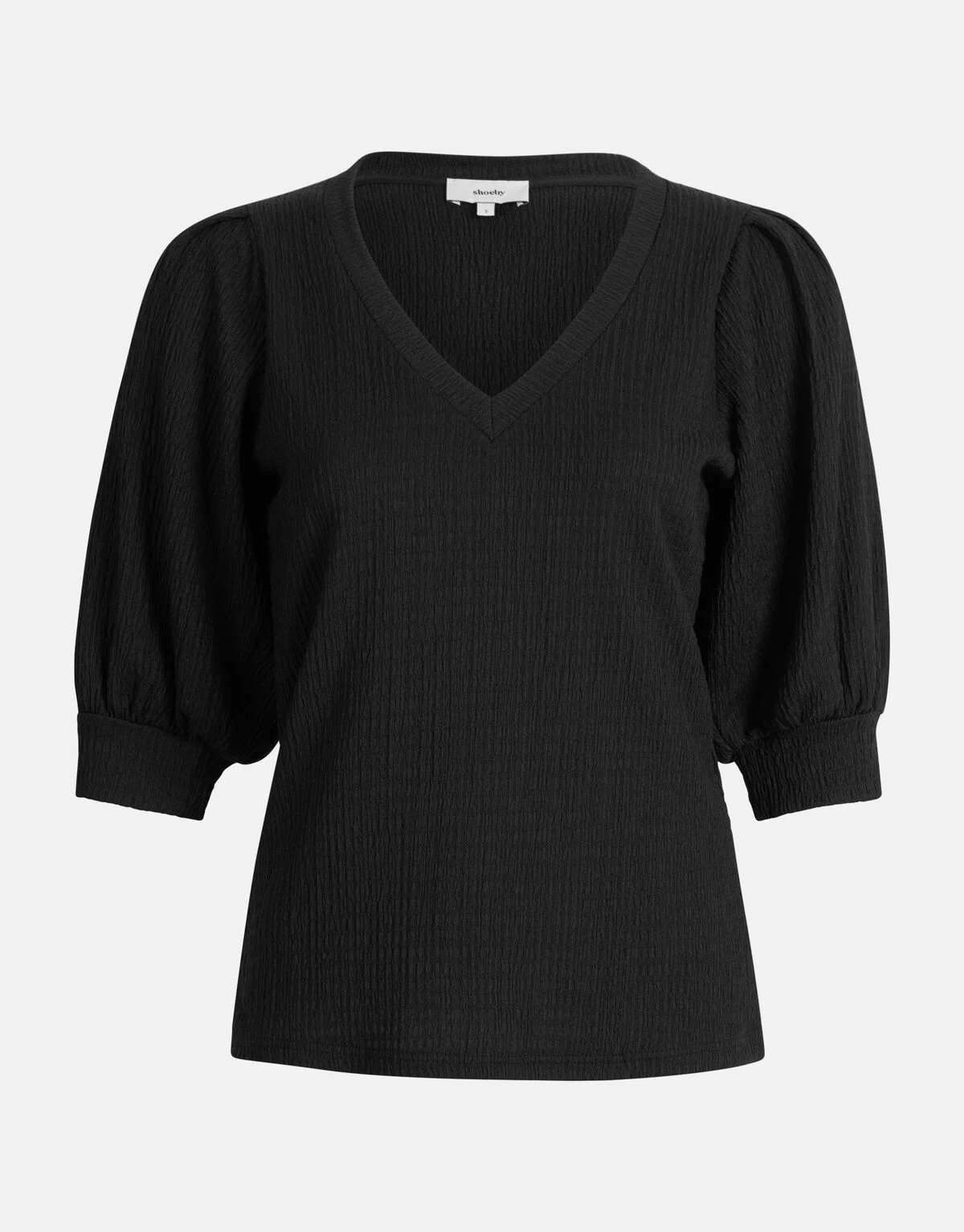 Crinkle V-hals Top Zwart 5 Crinkle V-hals Top Zwart - Afbeelding 5