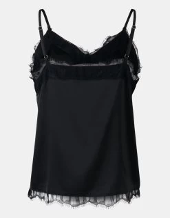Satijnen Lace Top Zwart -Kleding Verkoop 01 1098224 10