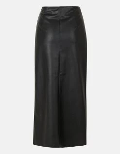 Vegan Leren Midi Rok Zwart -Kleding Verkoop 01 1098959 10