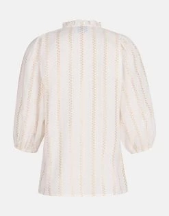 Lurex Detail Blouse Gebroken Wit -Kleding Verkoop 01 1099693 2
