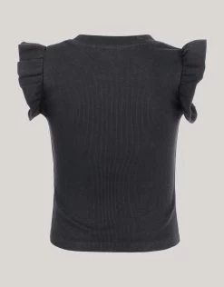 Ruffle Rib Top Zwart 14 Ruffle Rib Top Zwart -Kleding Verkoop 01 1100208 10