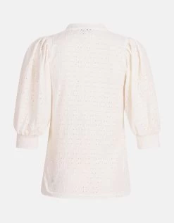 Embroidery V-hals Top Gebroken Wit -Kleding Verkoop 01 1102397 2