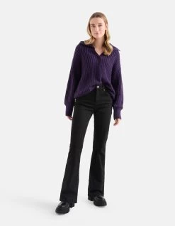 Flared Denim Jeans Zwart