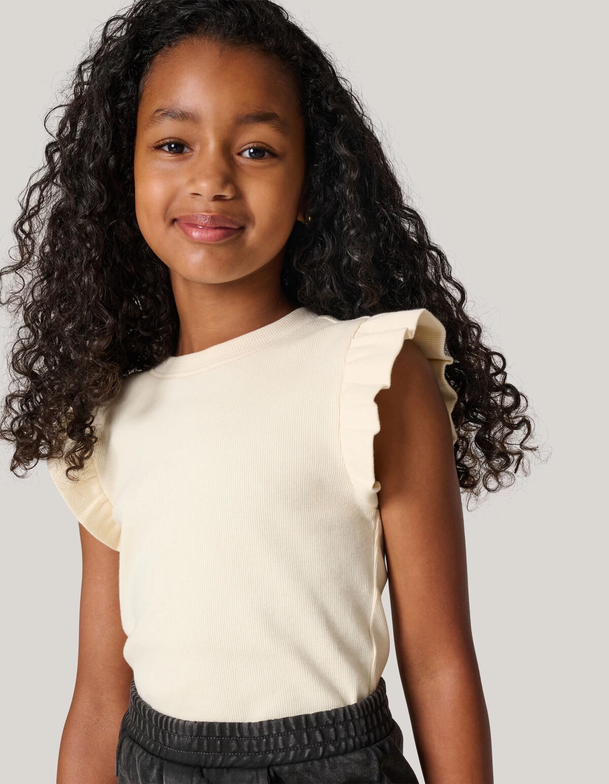 Ruffle Rib Top Gebroken Wit 2 Ruffle Rib Top Gebroken Wit - Afbeelding 2