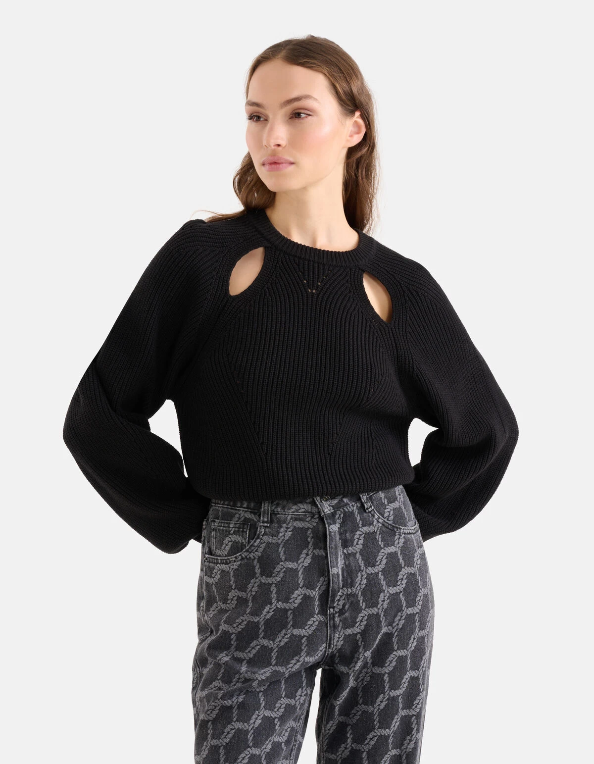 Cut Out Trui Zwart 2 Cut Out Trui Zwart - Afbeelding 2