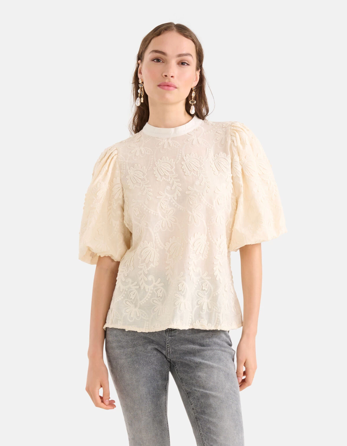 Embroidery Top Gebroken Wit 2 Embroidery Top Gebroken Wit - Afbeelding 2