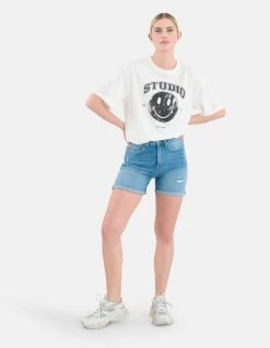 Tapered Denim Short Mediumstone