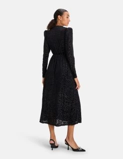 Velvet Print Jurk Zwart -Kleding Verkoop 05 1099509 71