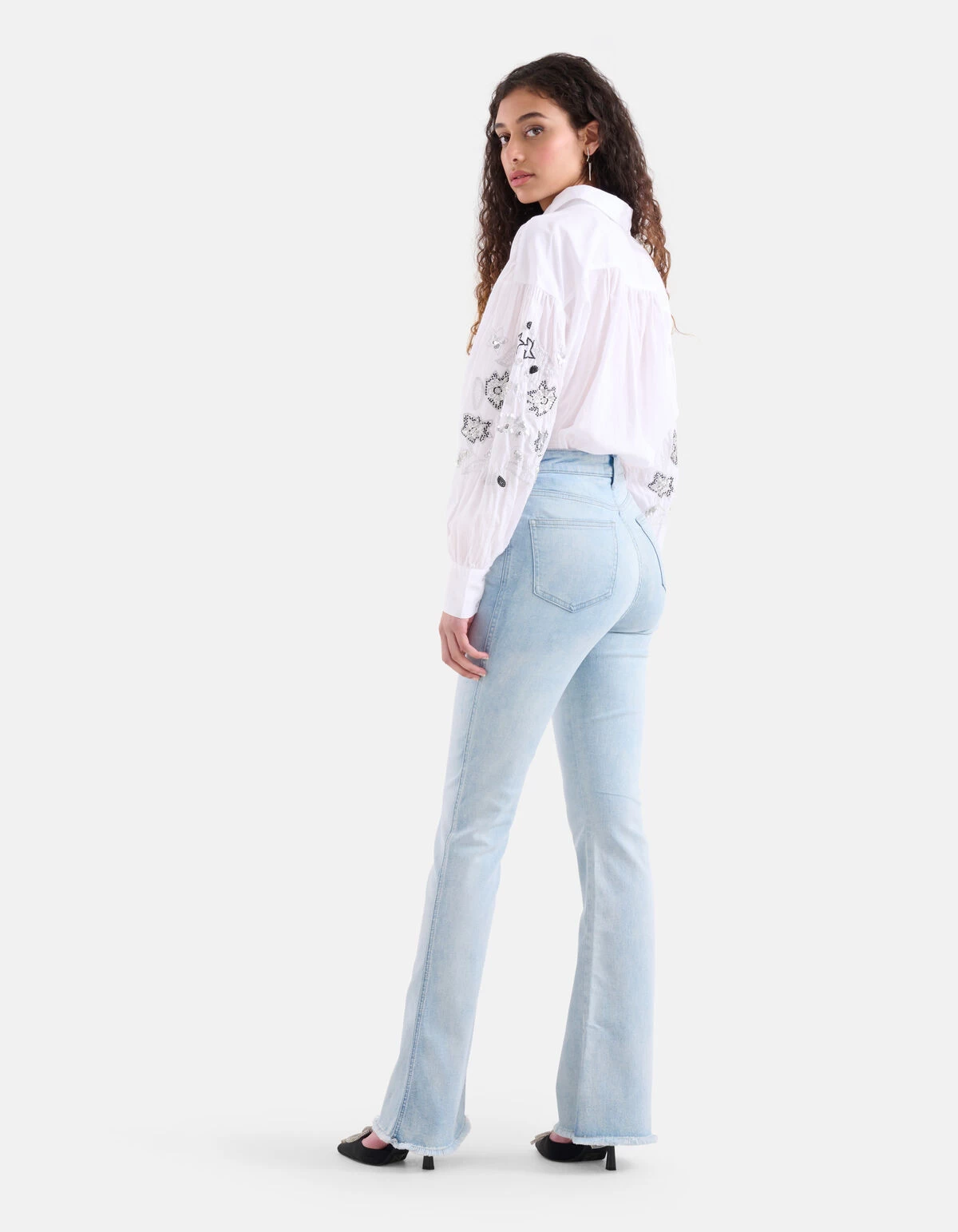 Flared Denim Jeans Bleached 3 Flared Denim Jeans Bleached - Afbeelding 3