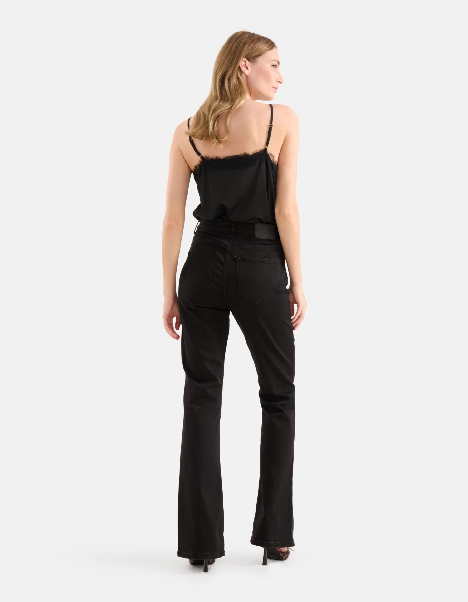 Flared Rinsed Denim Jeans Zwart 3 Flared Rinsed Denim Jeans Zwart - Afbeelding 3