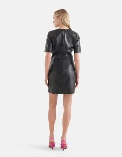 Vegan Leren Knot Jurk Zwart -Kleding Verkoop 05 1101219 10