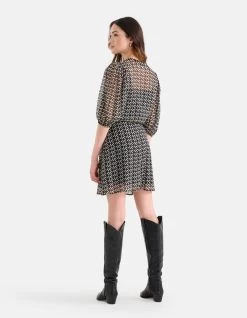 Grafische Chiffon Jurk Zwart/Wit 10 Grafische Chiffon Jurk Zwart/Wit -Kleding Verkoop 05 1101328 4