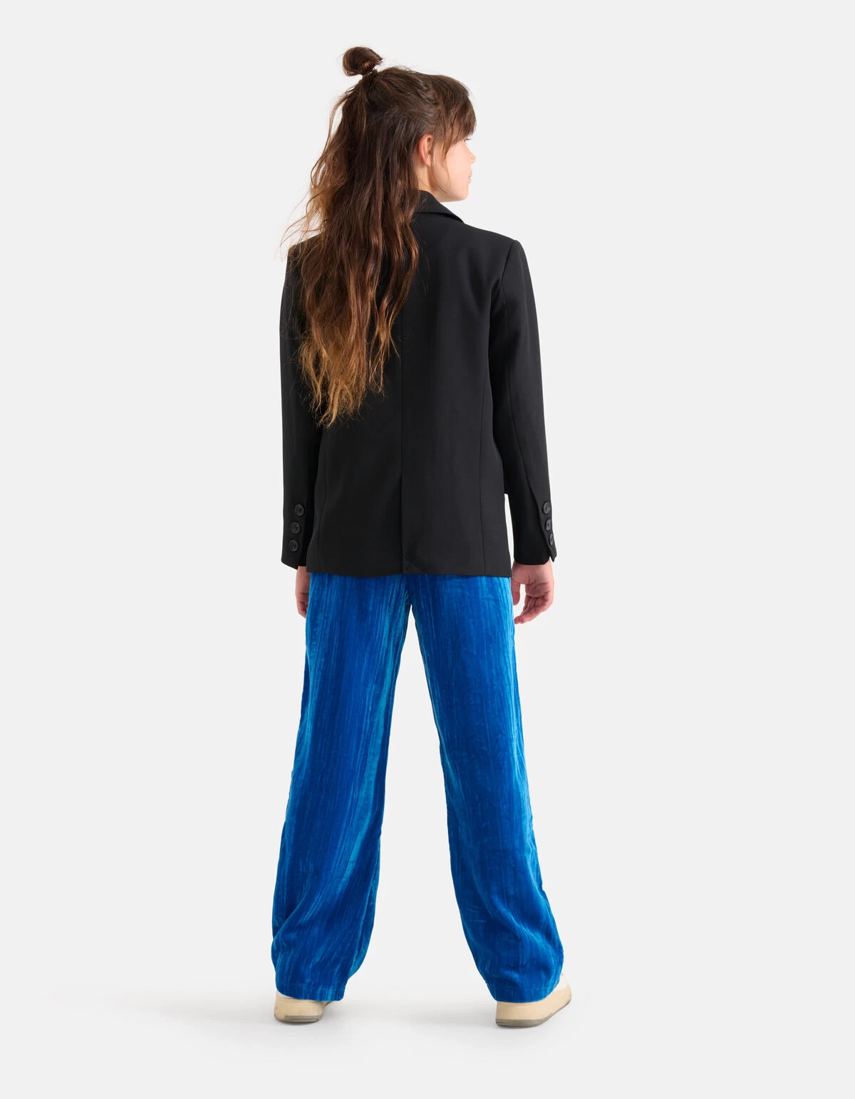 Velvet Wide Leg Broek Blauw 3 Velvet Wide Leg Broek Blauw - Afbeelding 3