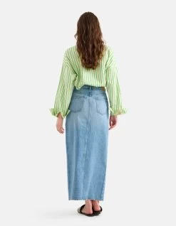 Denim Midi Rok Blauw -Kleding Verkoop 05 1101952 51