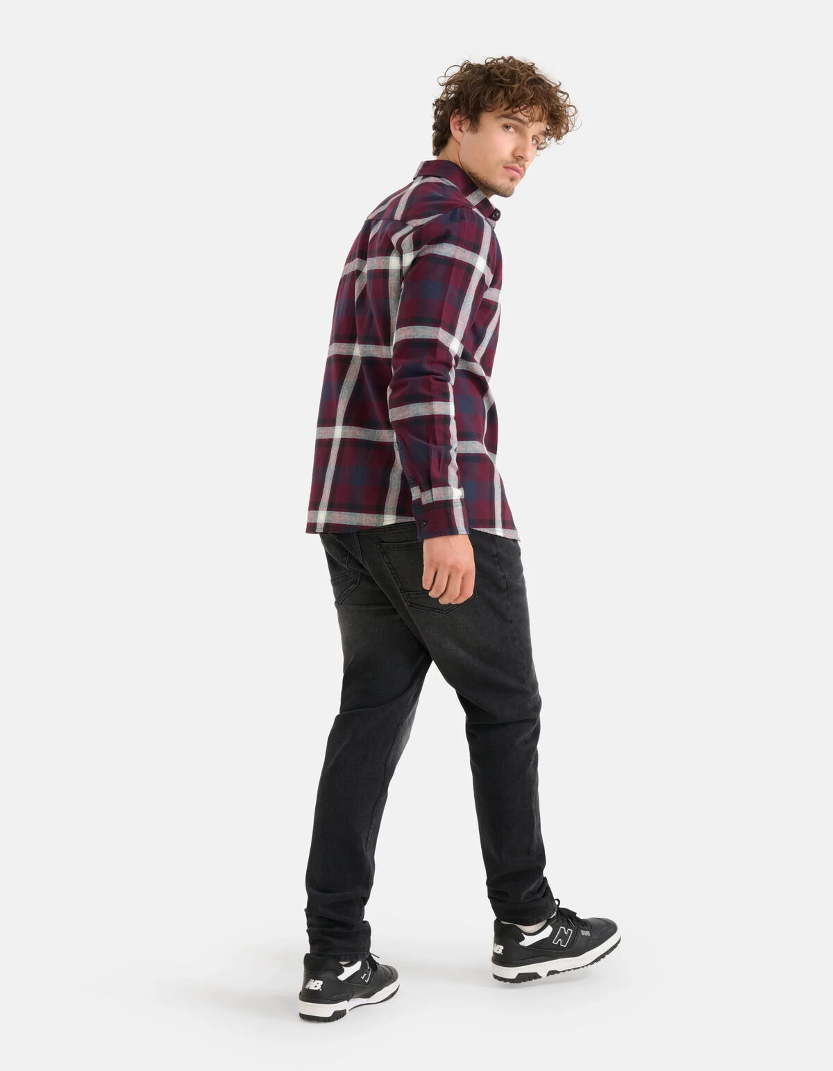 Ruiten Overhemd Bordeaux 3 Ruiten Overhemd Bordeaux - Afbeelding 3