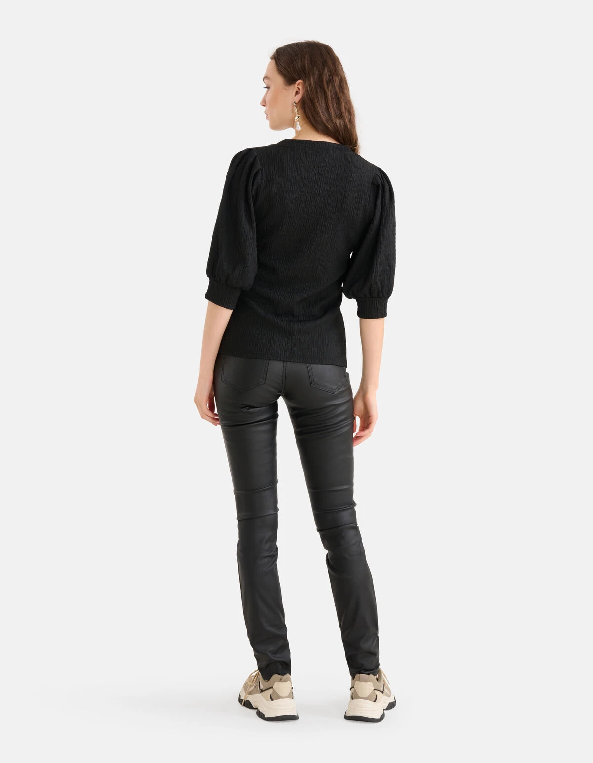 Crinkle V-hals Top Zwart 3 Crinkle V-hals Top Zwart - Afbeelding 3