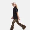 Leopard Rib Flared Broek Bruin