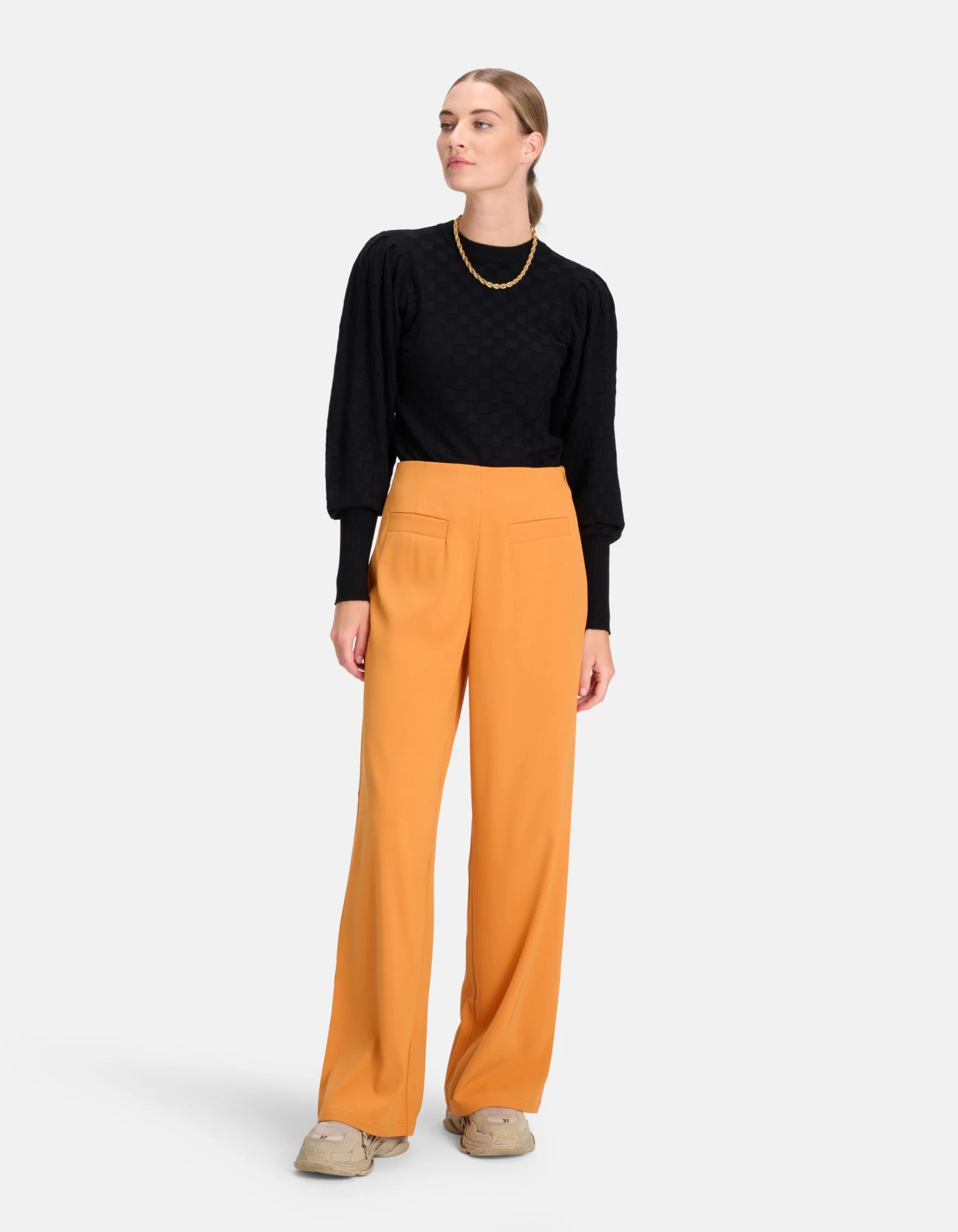 Wide Leg Pantalon Oranje 2 Wide Leg Pantalon Oranje - Afbeelding 2