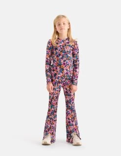 Bloemenprint Rib Top Paars