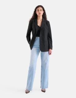 Pinstripe Blazer Zwart