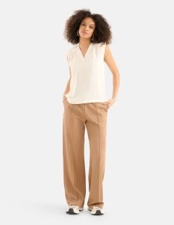 V-hals Top Gebroken Wit