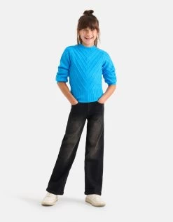 Strass Wide Leg Jeans Zwart