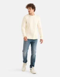 Structuur Longsleeve Gebroken Wit