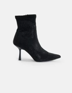 Strass Enkellaars Zwart