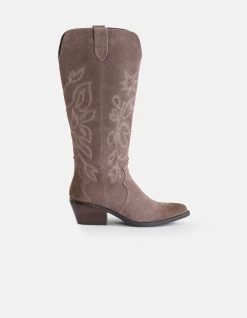 Suede Western Laarzen Taupe