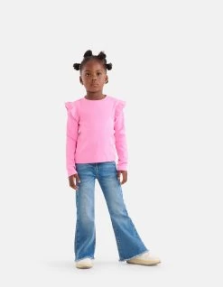 Rib Ruffle Longsleeve Roze