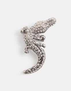 Mini Croco Broche Zilver