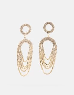 Strass Drape Oorbellen Zilver