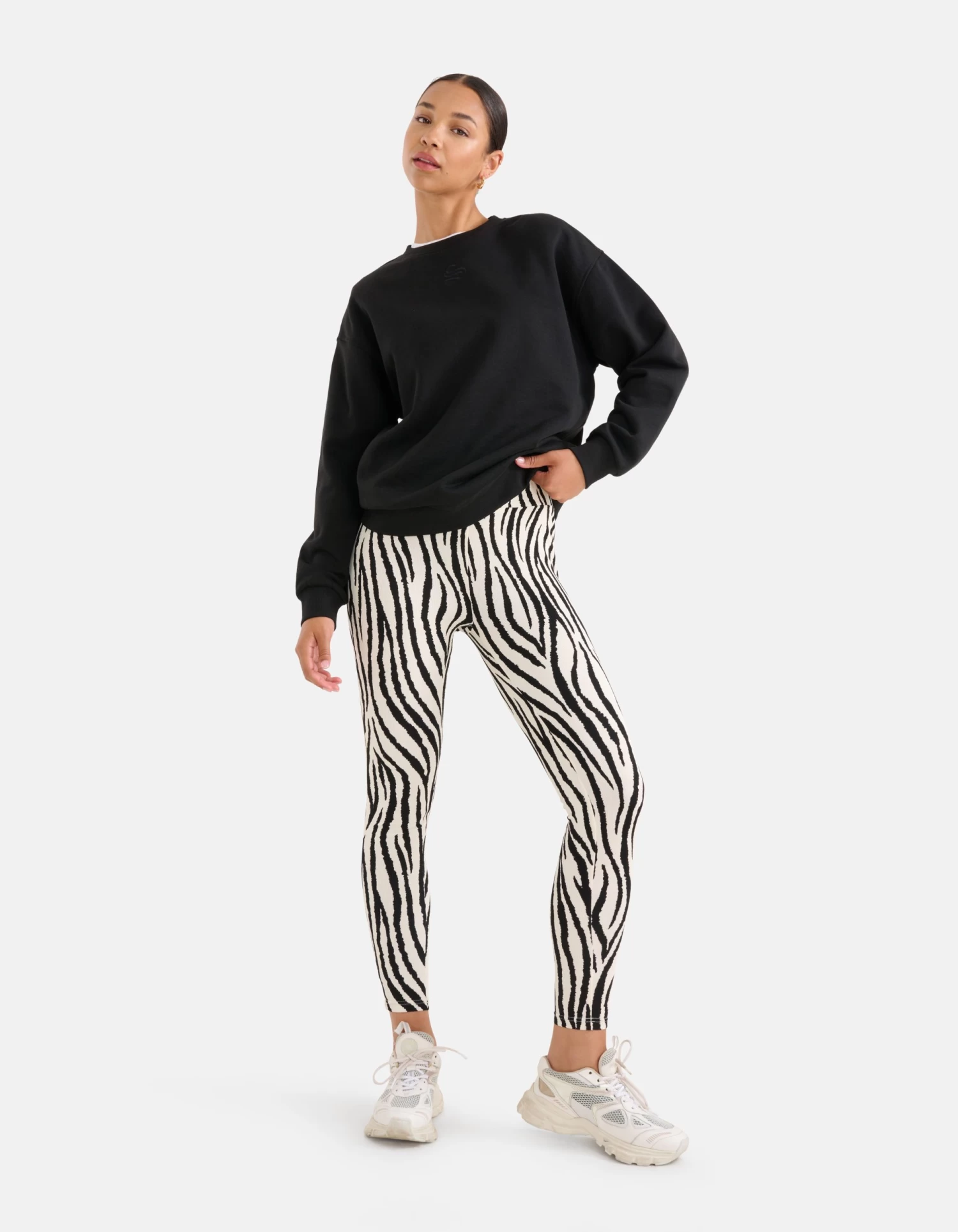 Zebra Print Legging Zwart/Wit 2 Zebra Print Legging Zwart/Wit - Afbeelding 2