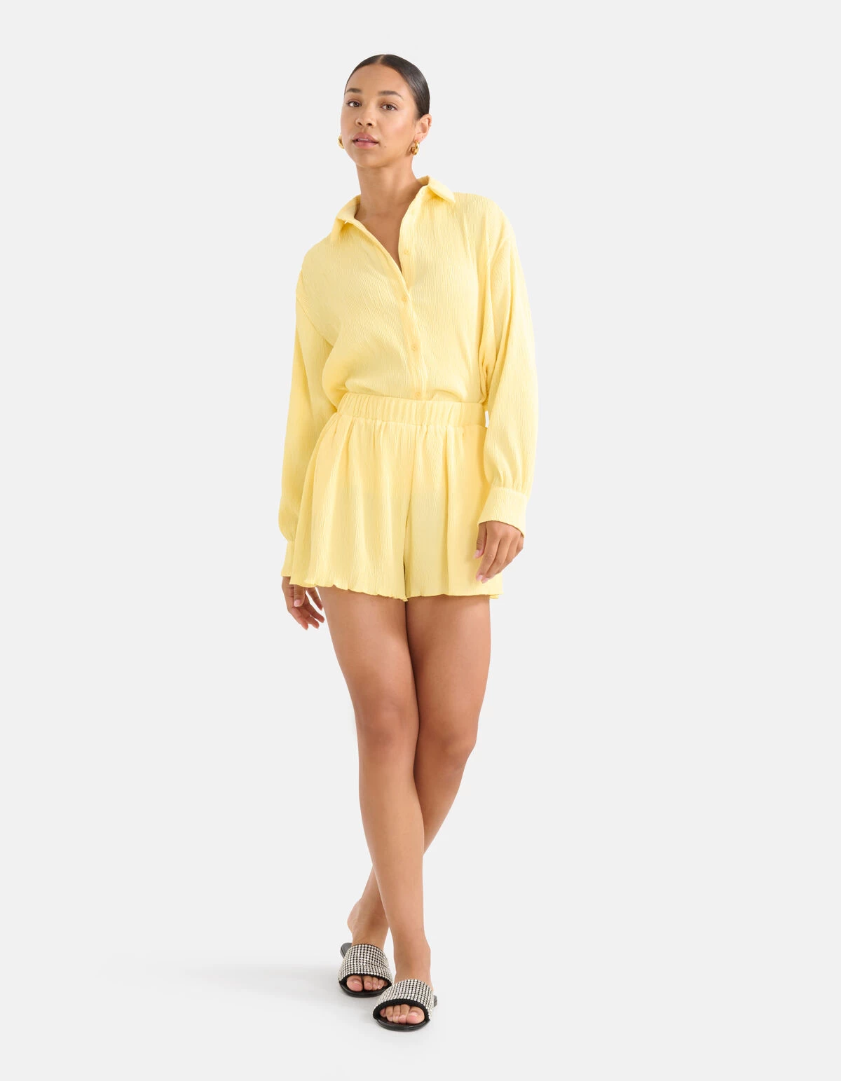 Crinkle Short Geel 2 Crinkle Short Geel - Afbeelding 2