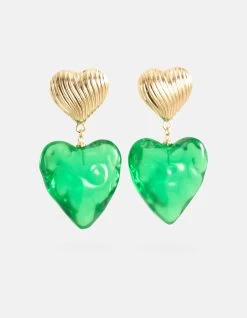 Dubbele Hart Oorbellen Groen